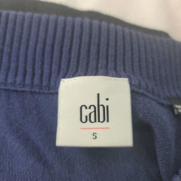 Cabi Blue Sweater Short Sleeve Stripe Buttons Small Sailor Navy White Stripes - Picture 5 of 5